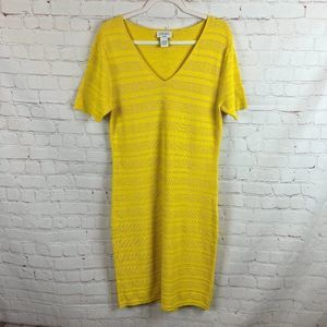 CARMEN CARMEN MARC VALVO yellow knit bodycon elegant dress size L
